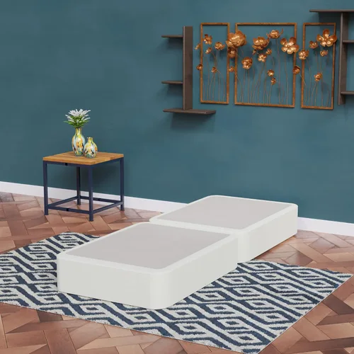 Vista 19 de Nutan, Somier de madera resistente de 2 pulgadas para soporte de colchón, duradero y totalmente montado, base de madera natural para cama Blanco