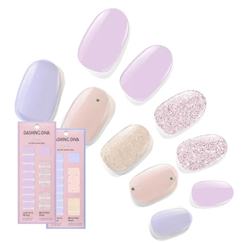 Vista 25 de Dashing Diva Paquete de tiras de uñas brillantes, la colección más vendida, Lavender Dreams & After Glow - Sin rayos UV, resistentes al