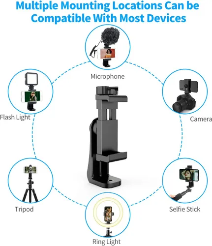 Vista 3 de Owine Adaptador universal de trípode para teléfono celular, abrazadera premium para smartphone, compatible con iPhone, Samsung Galaxy, Note, Lg