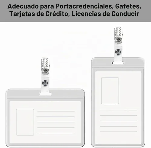 Vista 4 de Happy Trees 50 unidades de clips de metal para insignias con correas de PVC transparente, clip de soporte de identificación para portainsignias
