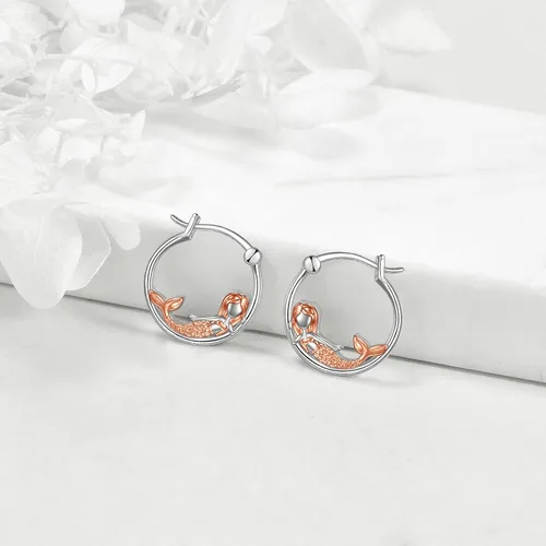 Vista 9 de VONALA Bonitos aretes de aro de plata de ley 925, regalos de cumpleaños para mujer