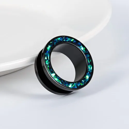 Vista 6 de TBOSEN Juego de 6 piezas de túneles de oreja de ajuste de tornillo de moda, calibre de acero inoxidable, expansor, joyería de piercing 0.00 oz-1