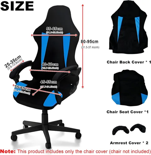 Vista 4 de Fundas para Sillas Gaming Solamente, Elásticas Suaves Gruesas de Malla Transpirable Resistentes a Rayones Funda de Asiento para Silla Gaming con 2