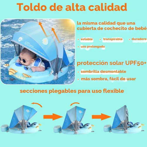 Vista 4 de Mambobaby Flotador para añadir cola sin volteo, flotador de natación para bebé, flotador de espuma de perlas, flotadores de agua sólida, entrenador
