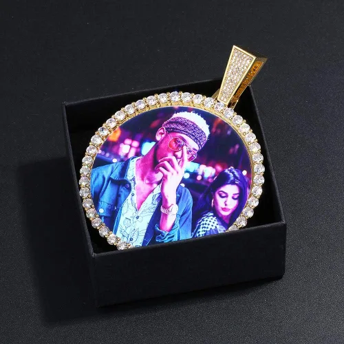 Vista 7 de YIMERAIRE Collar grande de gran tamaño con foto con colgante personalizado para hombre