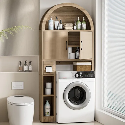Vista 7 de Spurgehom Over Toilet Storage Cabinet, Bathroom Arch Organizer,Wood Madera