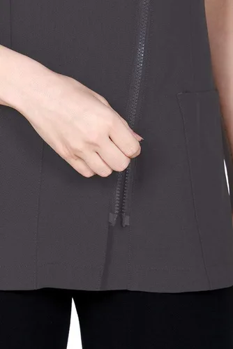 Vista 5 de Iris Professional Salon Smock, chaqueta de estilista, uniforme de cosmetología, a prueba de lejía Gris