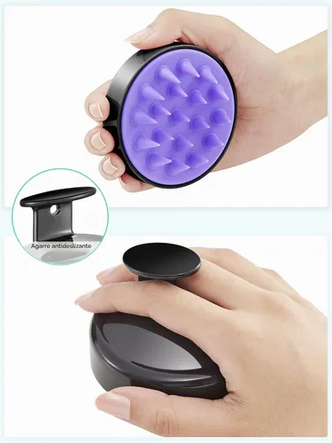 Vista 2 de Cepillo de masaje para cuero cabelludo Heeta, cepillo de silicona para aplicar champú, negro, Negro