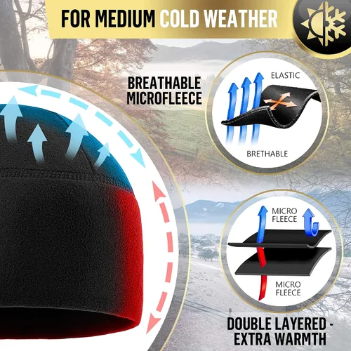 Vista 3 de M-Tac Elite - Gorro de forro polar, gorro táctico militar, gorro de invierno con calavera