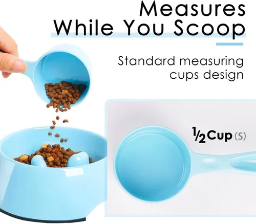 Vista 3 de Super Design Cuchara medidora de melamina para perros, 1 taza, para perros, gatos, pájaros y conejos, cuchara de alimentación para mascotas, apta