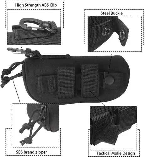Vista 4 de Funda táctica de las gafas de sol Molle, caja de gafas de sol con cremallera