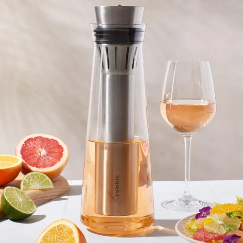 Vista 6 de Rabbit Jarra enfriadora de vino de vidrio enfría y airea vino 25.4 fl oz de capacidad