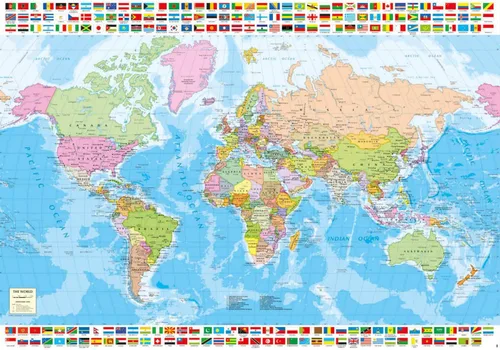Vista 2 de Educa - Mapa político del mundo - Rompecabezas de 1500 piezas - Pegamento para rompecabezas incluido - La imagen completa mide 33.5 x 23.5 pulgadas