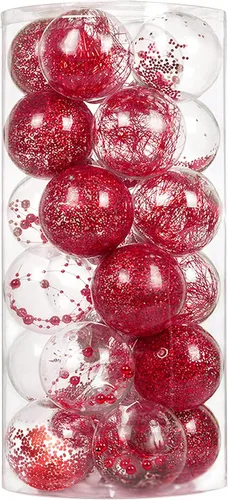 Vista 18 de 24 unidades - Adornos de bolas de Navidad de plástico transparente inastillable colgantes con bolas delicadas decorativas