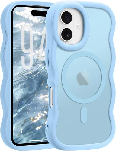 Vista 70 de Pepmune - Funda para iPhone 12 Pro Max con marco ondulado y estructura rígida, color mate claro, cubierta trasera unisex, compatible con Magsafe