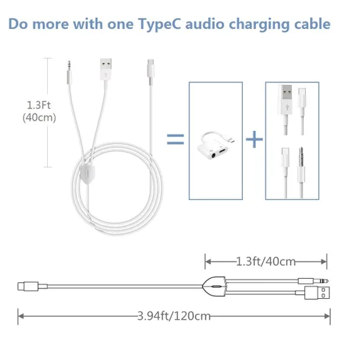 Vista 7 de Cable USB C a conector auxiliar de audio de 0.138 in con cable de carga Compatible con iPhone 17/16/15/Samsung Galaxy S20/S20, puerto tipo C
