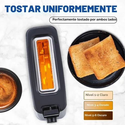 Vista 2 de Elite Gourmet Tostadora de una sola rebanada, ranura ancha, 6 niveles