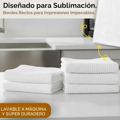 Vista 3 de Microfiber Wholesale Sublimation Blanks - Toallas de microfibra de 16 x 24 pulgadas, tejido de gofre prémium para cocina, espacios en blanco
