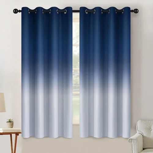 Vista 48 de SimpleHome Cortinas degradadas degradadas para oscurecer la habitación de 36 pulgadas de largo para dormitorio, con ojales y bloqueo de luz Negro