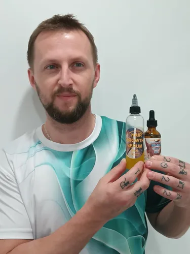 Vista 6 de Organic Hair Solution - Juego de suero para el crecimiento del cabello y la barba para hombre: para cabello más fuerte, más grueso y largo, aceite