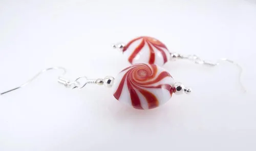 Vista 5 de Aretes colgantes de cristal de cristal de lámpara de menta Starlight para Navidad con alambres de oreja de plata de ley