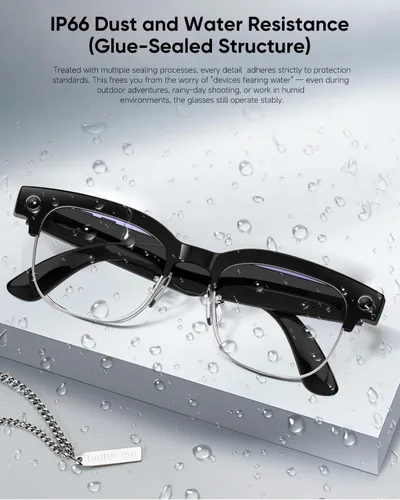 Vista 8 de Lentes AI con cámara, 4K con audio, Bluetooth AI con GPT de chat para hombres, más de 160 idiomas, grabación de video de 8 MP, lentes inteligentes