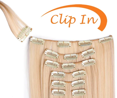 Vista 3 de Onedor Extensiones de cabello sintético liso con clip de 24 pulgadas. 7 piezas individuales para múltiples estilos.4.94 oz (1001#-blanco)