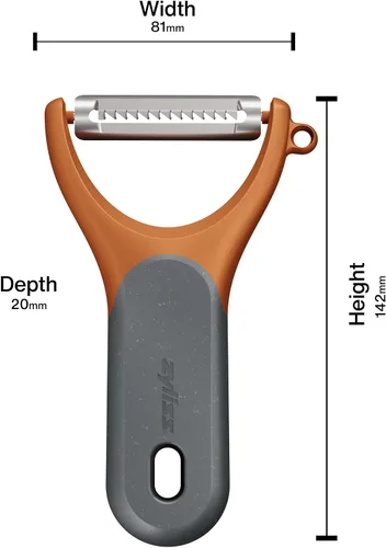 Vista 10 de Zyliss Julienne Y Peeler - Hoja de acero inoxidable ultra afilada para zanahorias, calabacines y papas, agarre ergonómico de paja de trigo, cortador