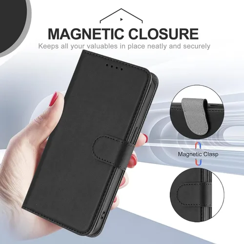 Vista 5 de Funda compatible con Sony Xperia 1 VI Cierre Magnético Billetera Ranura Tarjeta Flip Kickstand Case Negro