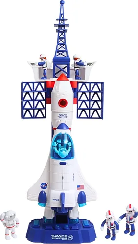 Vista 9 de Space Adventure - Juego de cápsula espacial con puerta iluminada, Lunar Rover y 2 figuras de astronauta, juguete espacial de plástico