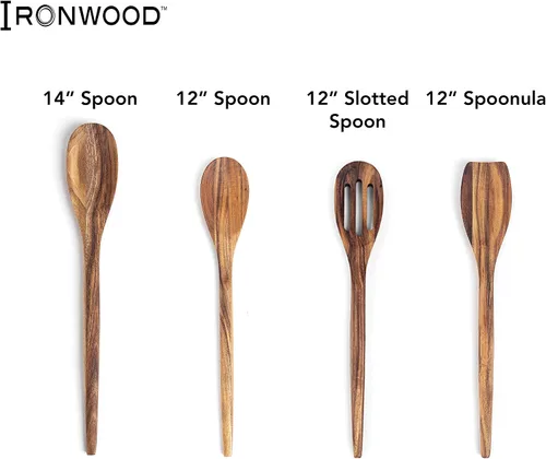 Vista 4 de Ironwood Gourmet Cuchara ranurada de madera de acacia, 12