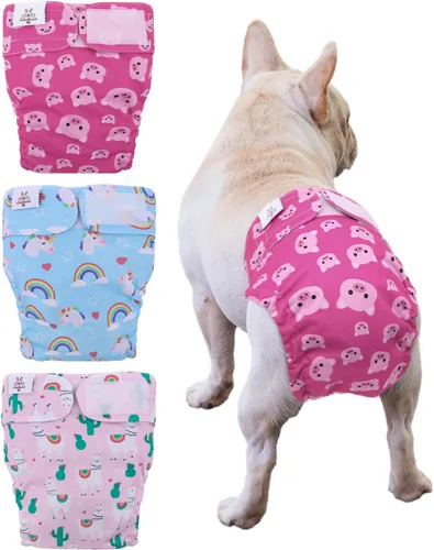 Vista 12 de CuteBone WWD28XS - Pañales lavables para perras, sin agujero para la cola, reutilizables, pantalones de entrenamiento para perritos, con cola