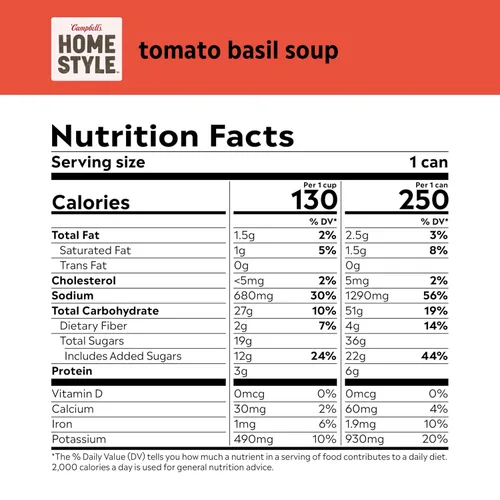 Vista 2 de Sopa de Tomate con Albahaca del Estilo Casero de Campbell's, Lata de 16.3 OZ