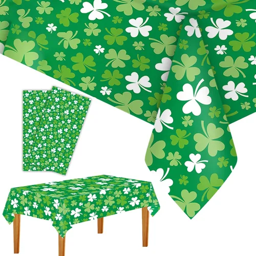 Vista 8 de St patricks Day Decorations,2Pcs 54”x108” Shamrock Tablecloth Waterproof Irish Green Saint Patricks Table Cloth St patrick's Day Party decorations
