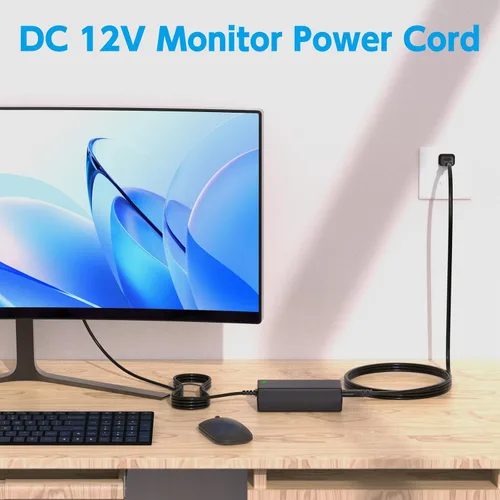 Vista 3 de Cable de alimentación de 12 V compatible con monitor Dell de 22 pulgadas, 23 pulgadas, 24 pulgadas, 27 pulgadas, S2316H, S2316M, S2340L, S2340M
