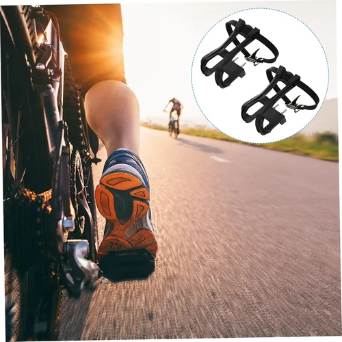 Vista 2 de BESPORTBLE 2 juegos de ciclismo pedal dedo dedo clip correa plástico ajustable seguridad dedo del pie clips