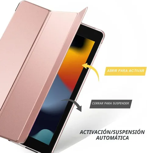 Vista 4 de MoKo - Funda compatible con iPad 2019, fina, ligera, inteligente, carcasa, cubierta de soporte con protector trasero traslúcido esmerilado 1-Oro Rosa