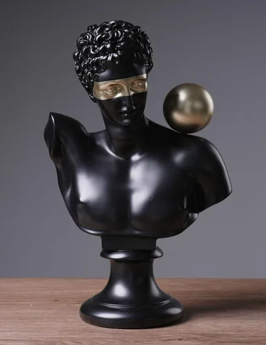 Vista 3 de Estatua griega de busto abstracta, escultura moderna, regalo para el hogar, centro de mesa para estantería, escritorio, oficina, negro, 13.8 pulgadas