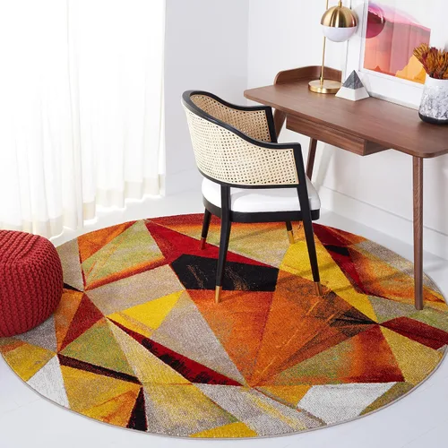Vista 11 de SAFAVIEH Porcello Collection - Alfombra decorativa de 2 pies 3 pulgadas x 4 pies, gris claro y naranja, diseño abstracto moderno, no desprende