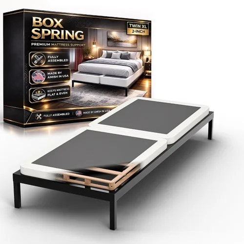 Vista 24 de Nutan, Somier de madera resistente de 2 pulgadas para soporte de colchón, duradero y totalmente montado, base de madera natural para cama Blanco