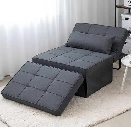 Vista 8 de Sofá Cama, 4 en 1 Otomana Plegable Multifunción de Lino Transpirable Cama Sofá con Respaldo Ajustable Silla Convertible Moderna para Sala de Estar