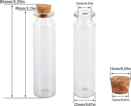 Vista 3 de MaxMau Botellas de vidrio pequeñas de 0.7 fl oz, pequeños frascos de vidrio, frascos con tapones de corcho, botellas de mensaje, botella de deseos