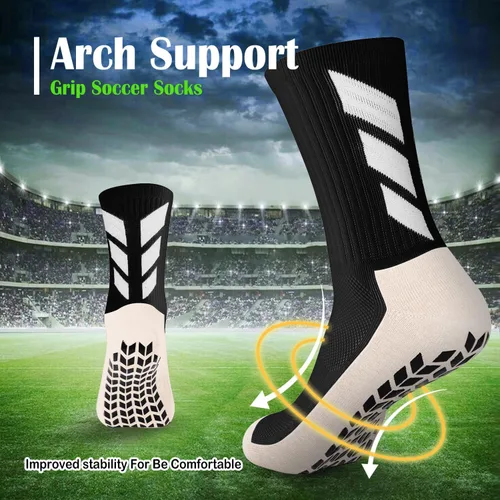 Vista 3 de Howwide Calcetines antideslizantes de fútbol para hombre, calcetines antideslizantes para hospital, calcetines deportivos de entrenamiento
