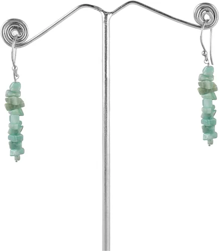 Vista 4 de Aretes colgantes de piedra caida de Tiendaita natural para mujeres y niñas, aretes de gancho colgantes de cristal colorido para gota de chakras