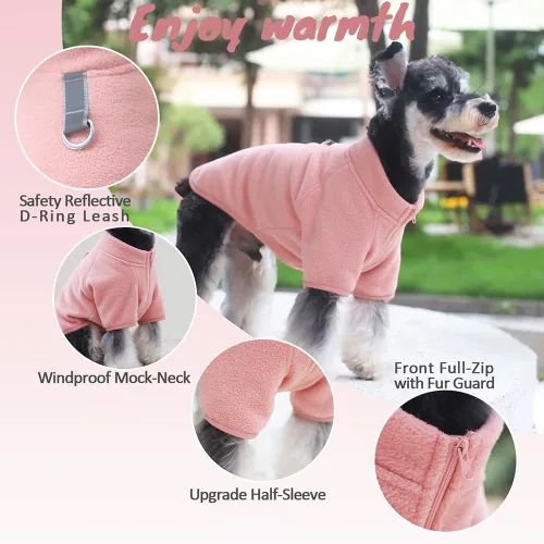 Vista 3 de Suéter de forro polar con cremallera completa para perro, chaqueta de forro polar para perro, abrigo de invierno para perro, ropa cálida para perros