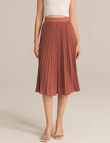 Vista 212 de GRACE KARIN - Falda plisada de gasa para mujer, con cintura alta y elástica, vuelo, corte acampanado y longitud por debajo de la rodilla