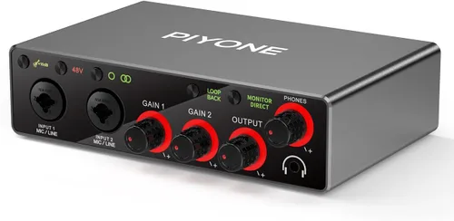 Vista 9 de Interfaz de audio, interfaz 2X2 de 24 bits/192 kHz para alta fidelidad, calidad de estudio para grabación de PC/Mac/iOS, entrada combinada XLR/TRS