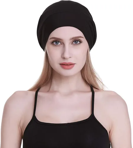 Vista 8 de Gorro de dormir con forro de satén de seda, interior de 0.748 in, 100% seda de morera, viscosa exterior natural transpirable para el cabello