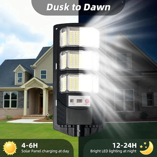Vista 2 de FOWSEEK Farolas solares para exteriores, paquete de 2 unidades, 6500 K, luces solares para exteriores, impermeables, con sensor de movimiento
