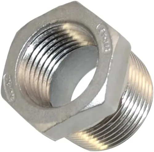 Vista 16 de 1/4" macho NPT a 1/8" hembra NPT hembra reductor/reductor buje de tubería, adaptador, buje hexagonal SS 304 de acero inoxidable